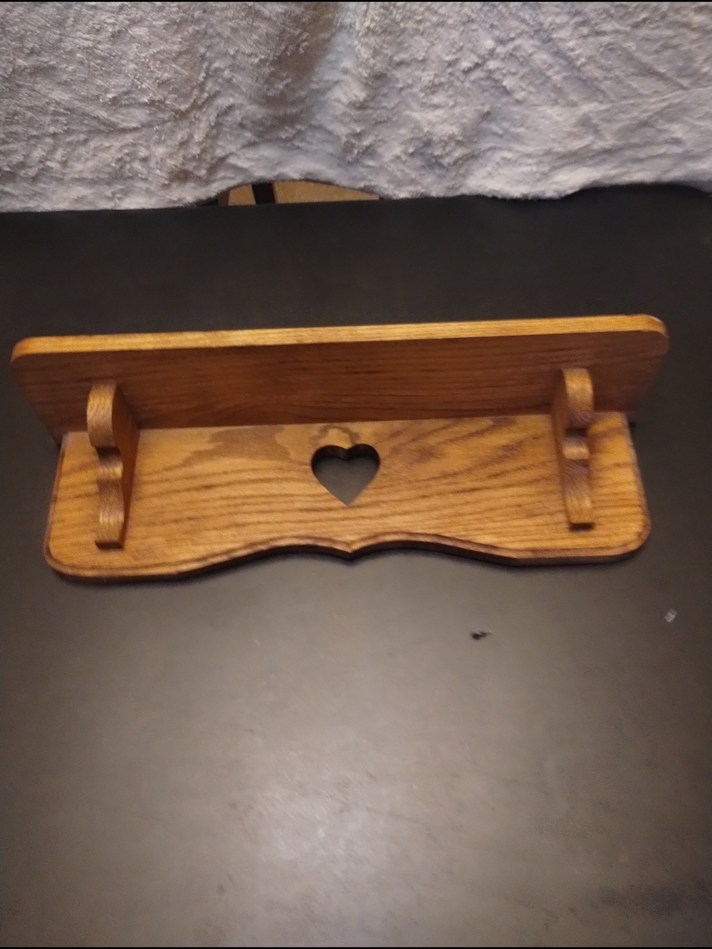 Cottage Core Wooden Wall Shelf with Heart Cutout - Honey Oak